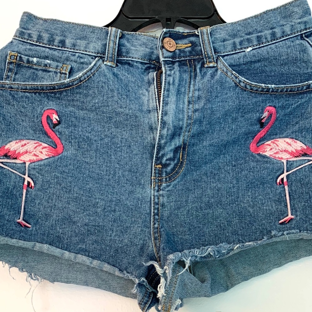 DENIM & CO Pink Flamingos Shorts